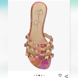 Jessica Simpson Delta Rhinestone Embellished Slide Sandals Size 5.5 NWT